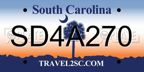 SD4A270 South Carolina License Plate