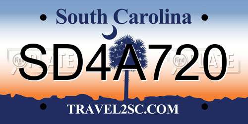 SD4A720 South Carolina License Plate