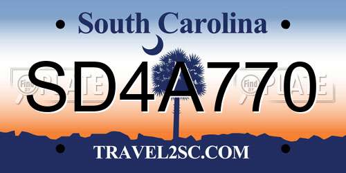 SD4A770 South Carolina License Plate