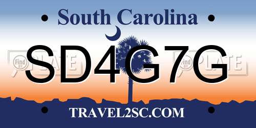 SD4G7G South Carolina License Plate