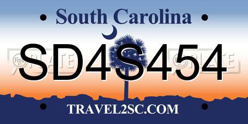 SD4S454 South Carolina License Plate