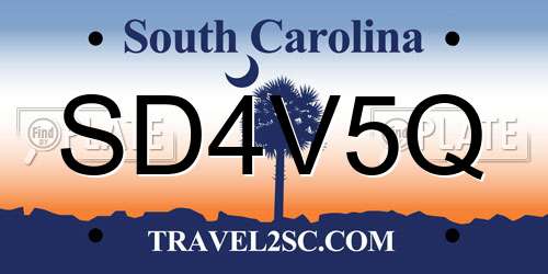 SD4V5Q South Carolina License Plate