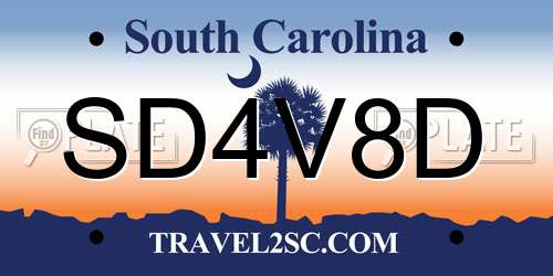 SD4V8D South Carolina License Plate