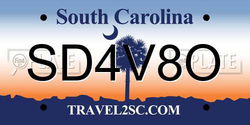 SD4V8O South Carolina License Plate