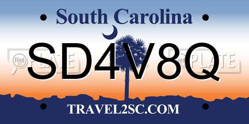 SD4V8Q South Carolina License Plate