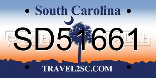 SD51661 South Carolina License Plate