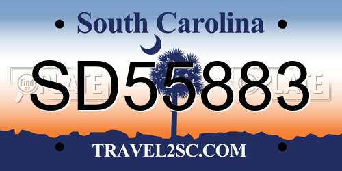 SD55883 South Carolina License Plate