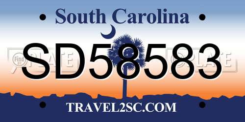 SD58583 South Carolina License Plate