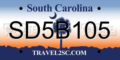 SD5B105 South Carolina License Plate