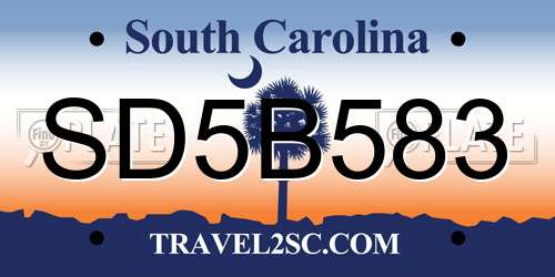 SD5B583 South Carolina License Plate