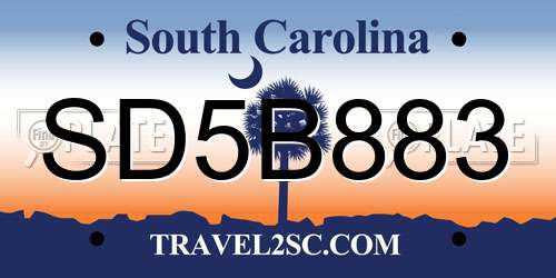 SD5B883 South Carolina License Plate