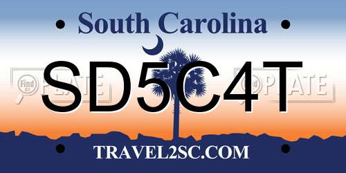 SD5C4T South Carolina License Plate