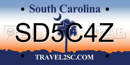 SD5C4Z South Carolina License Plate