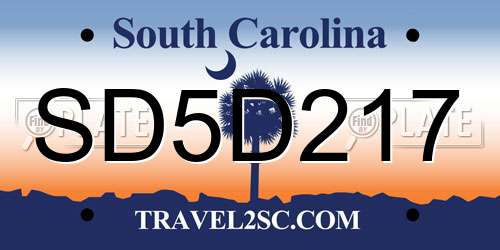 SD5D217 South Carolina License Plate
