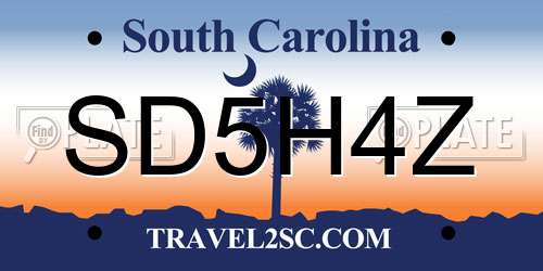SD5H4Z South Carolina License Plate