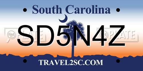 SD5N4Z South Carolina License Plate