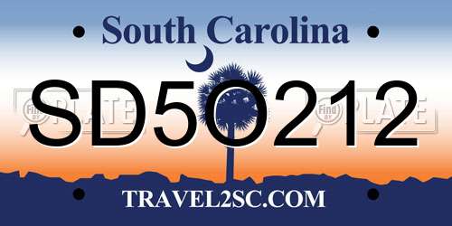 SD5O212 South Carolina License Plate