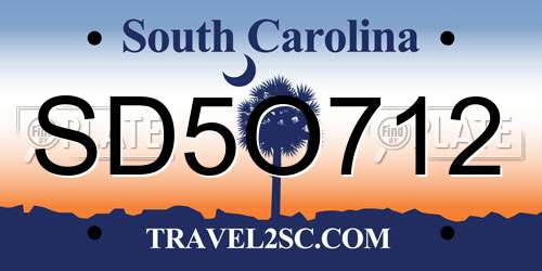 SD5O712 South Carolina License Plate