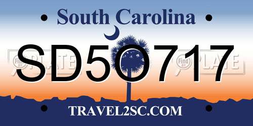 SD5O717 South Carolina License Plate