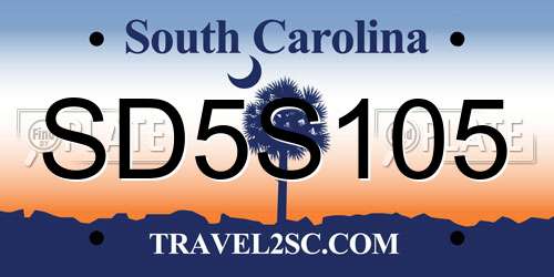 SD5S105 South Carolina License Plate