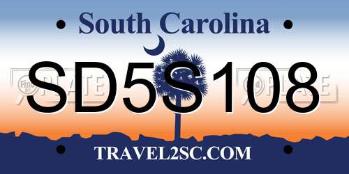SD5S108 South Carolina License Plate