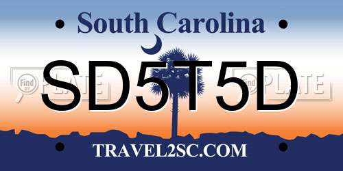 SD5T5D South Carolina License Plate