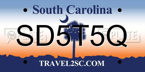 SD5T5Q South Carolina License Plate
