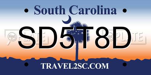 SD5T8D South Carolina License Plate