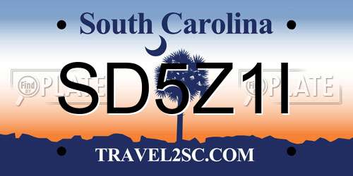 SD5Z1I South Carolina License Plate
