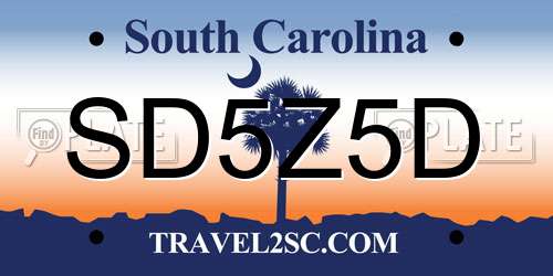SD5Z5D South Carolina License Plate