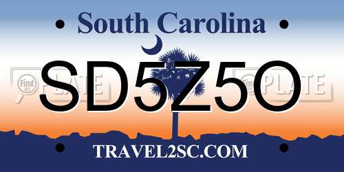 SD5Z5O South Carolina License Plate