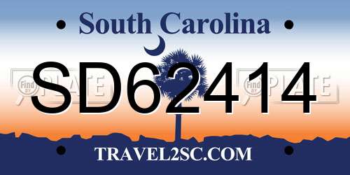 SD62414 South Carolina License Plate