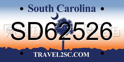 SD62526 South Carolina License Plate