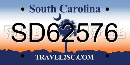 SD62576 South Carolina License Plate