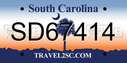 SD67414 South Carolina License Plate