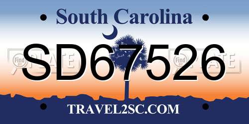 SD67526 South Carolina License Plate