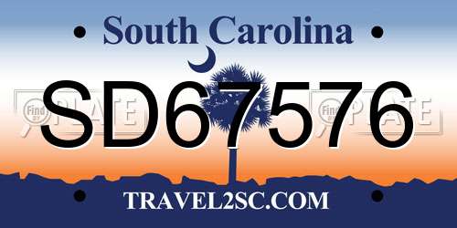 SD67576 South Carolina License Plate