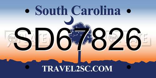SD67826 South Carolina License Plate
