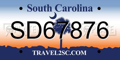 SD67876 South Carolina License Plate