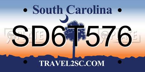 SD6T576 South Carolina License Plate