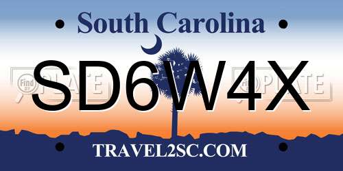 SD6W4X South Carolina License Plate