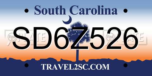 SD6Z526 South Carolina License Plate