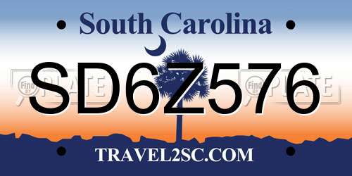 SD6Z576 South Carolina License Plate