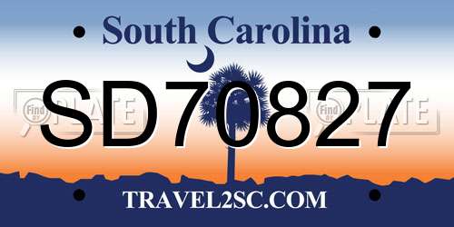 SD70827 South Carolina License Plate