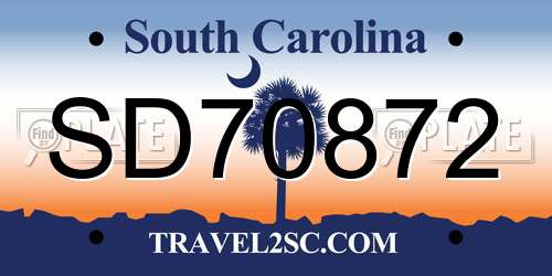 SD70872 South Carolina License Plate
