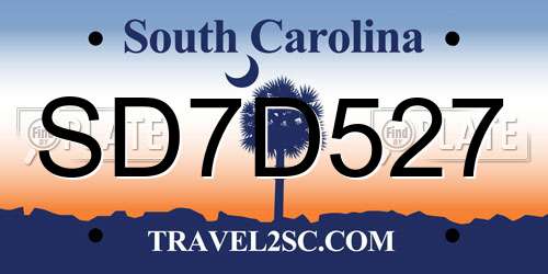 SD7D527 South Carolina License Plate