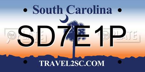 SD7E1P South Carolina License Plate