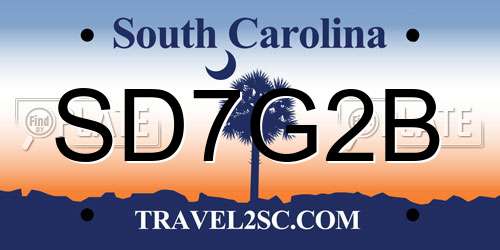 SD7G2B South Carolina License Plate