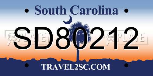 SD80212 South Carolina License Plate