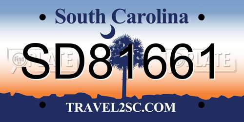 SD81661 South Carolina License Plate